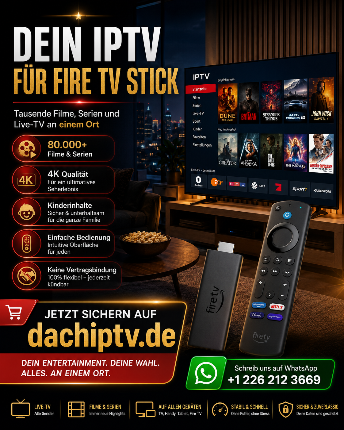 IPTV Fire TV Stick Fernbedienung für Streaming am Fernseher