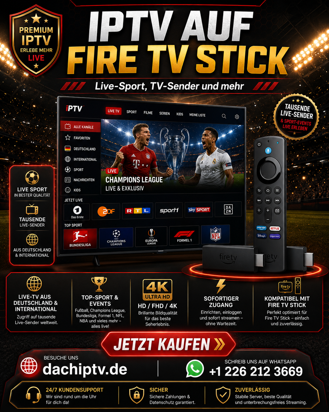 IPTV App Einrichtung auf Bildschirm für Fire TV Stick