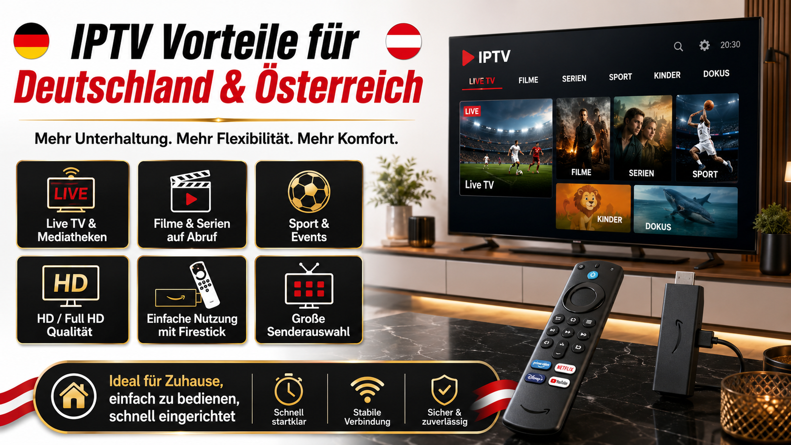 IPTV kaufen Deutschland und Oesterreich fuer Smart TV und Fire TV Stick