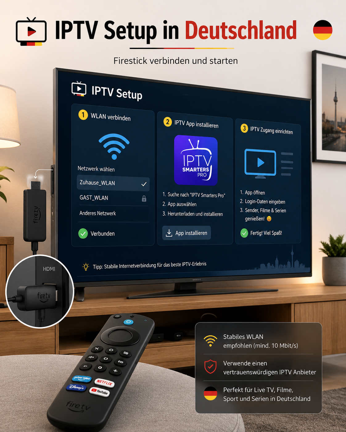 IPTV Fire TV Stick einrichten mit Streaming App